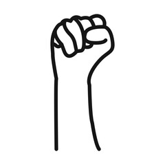 raised fists icon Black line art vector