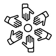 Obraz premium Unity and teamwork icon Black line art vector