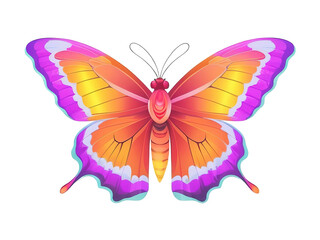 Colorful butterflies, clipart, vector illustration. Isolated transparent background