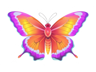 Colorful butterflies, clipart, vector illustration. Isolated transparent background