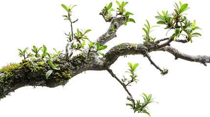 Fototapeta premium A Close-up of a Tree Branch with Green Leaves