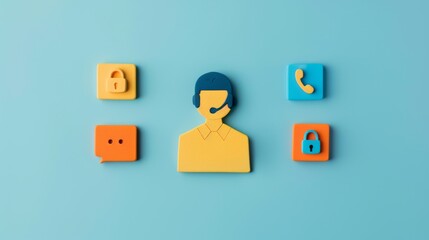 Modern Customer Service Tool Icons in Minimalist Abstract Design