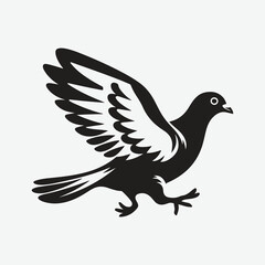 Obraz premium Graceful Pigeon in Flight, Majestic Running Silhouette