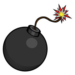 Cartoon bomb with fire pop art style PNG illustration. Comic book style imitation
