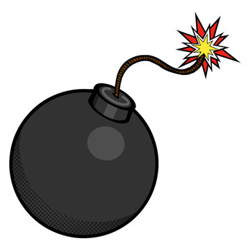 recommend clip art: Cartoon bomb with fire pop art style PNG illustration. Comic book style imitation