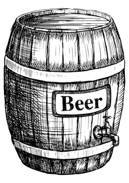recommend clip art: Barrel of beer sketch style PNG illustration. Old engraving imitation. Hand drawn sketch imitation