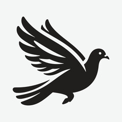 Obraz premium Graceful Pigeon in Flight, Majestic Running Silhouette