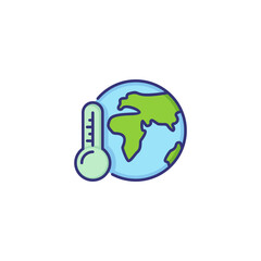 Global warming line icon. Globe, planet, world, thermometer. Ecology concept. Can be used for topics like environment, nature, climate, change