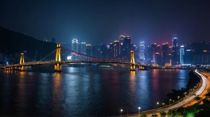 Fototapeta premium High angle night scenery of Chaotianmen Wharf Chongqin