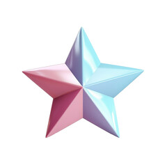 Obraz premium 3d plastic y2k star. Icon star in Y2K style. The 3d abstract element compound with the doodle style. A shape 3d star isolated on a transparent background. 