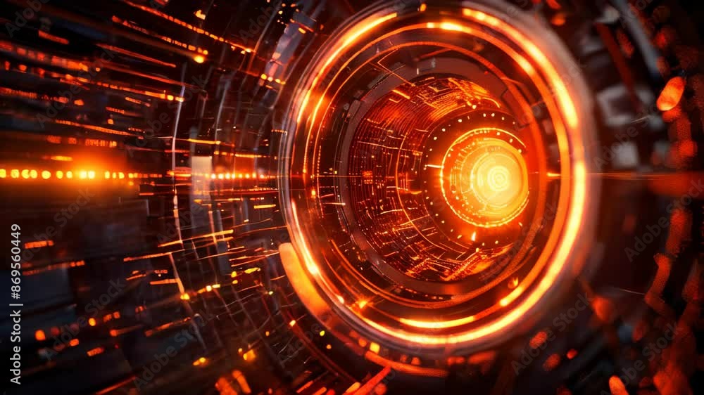 Aufkleber abstract futuristic digital background with circular elements and glowing lights