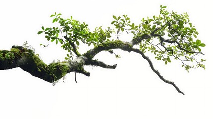 A Lush Tree Branch Isolated on a White Background