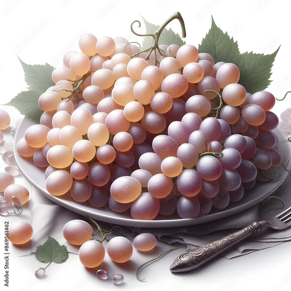 Poster create image bunch refreshing grapes white background emphasizing translucent skin sweet taste
