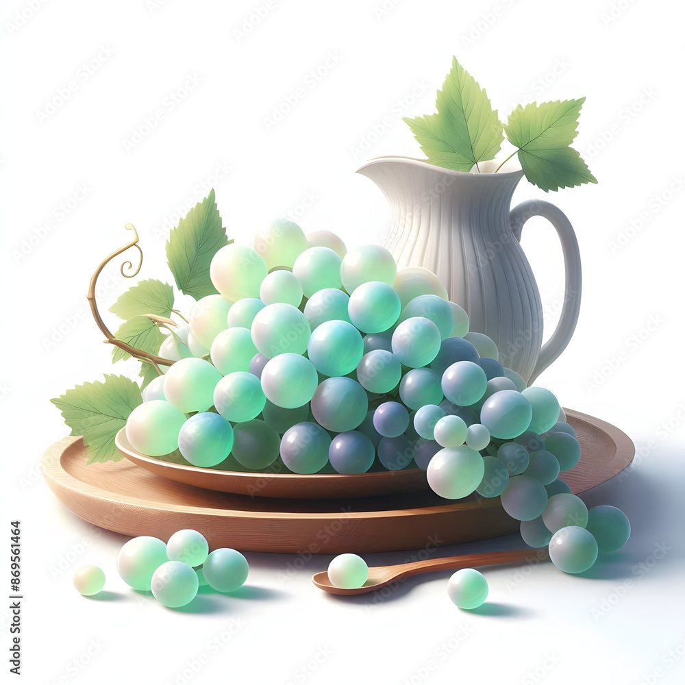 Poster create image bunch refreshing grapes white background emphasizing translucent skin sweet taste