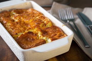 Airy baked omelette on the table
