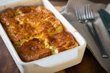Airy baked omelette on the table