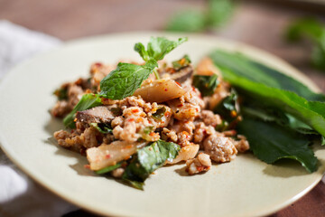 Spicy minced pork salad (Larb Moo)