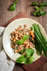 Spicy minced pork salad (Larb Moo)