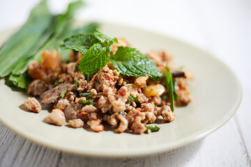 Spicy minced pork salad (Larb Moo)