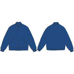 navy blue varsity bomber jacket mockup illustration