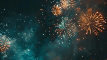 Stunning Nighttime Fireworks Display, Captivating Celebration of Color and Light, Perfect Canvas for Your Message