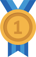 Vector illustration of the first place gold medal on a white background
