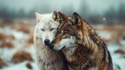 Wild Wolf and Domestic Dog in the Snow A Stunning Visual of Ancient Kinship, A Touching Moment of Connection Between Two Related Species