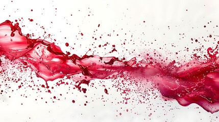 Fototapeta premium Dynamic ruby paint splatters capturing the essence of movement and energy on a background of white.