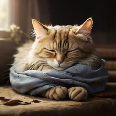 Portrait of beautiful cat exploring. Generative Ai