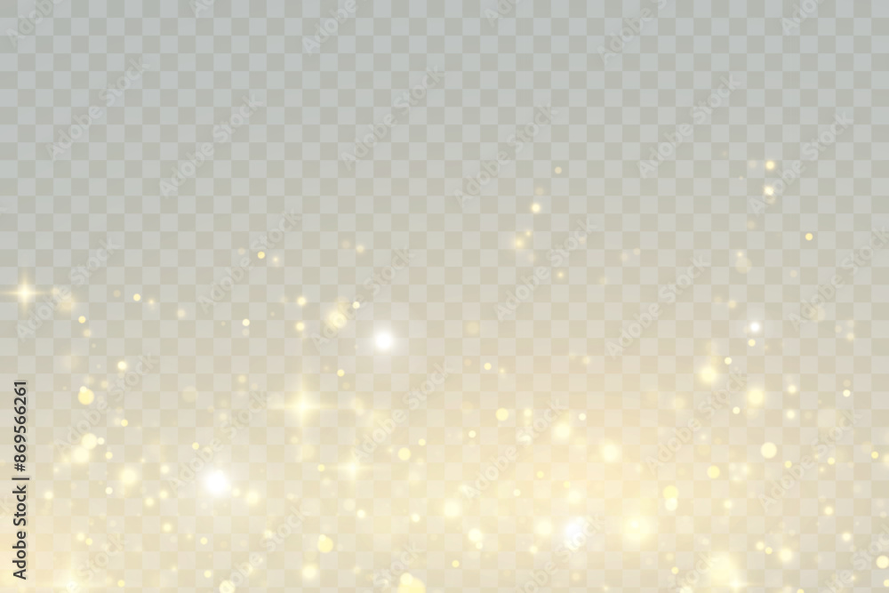 Poster Light effect with lots of glittery glare particles shining on a transparent background.