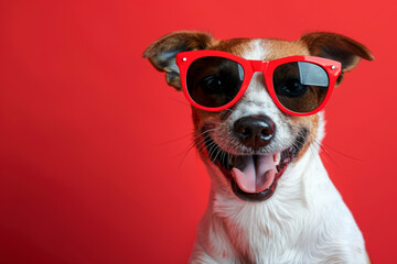 Jack Russel Terrier in Red Sunglasses