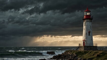 Obraz premium A lighthouse keeper's journal, recounting years of solitude and storms weathered by the sea ai_generated
