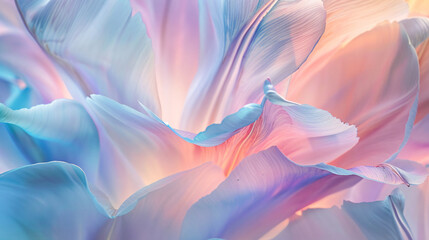 Beautiful pastel tulip petals in close-up. Abstract floral background, texture or screensaver. Photorealistic photography.



