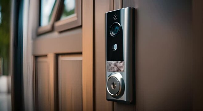 Doorbell of a house with camera.