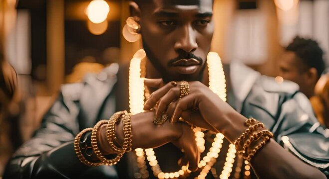 Black rapper with jewelry.