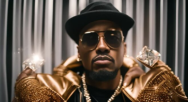 Black rapper with jewelry.