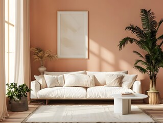 Chic and Soothing Modern Living Room with Luxurious Furniture and Decorative Accents