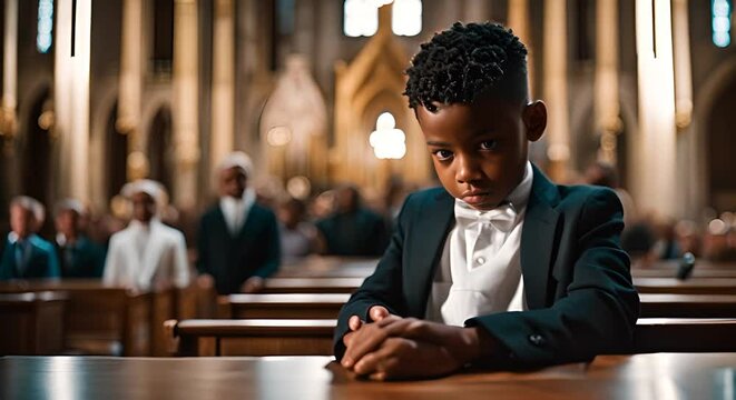 Children in a church at a mass.