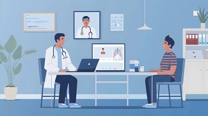 Doctor Providing Virtual Physical Therapy Consultation on Laptop Screen