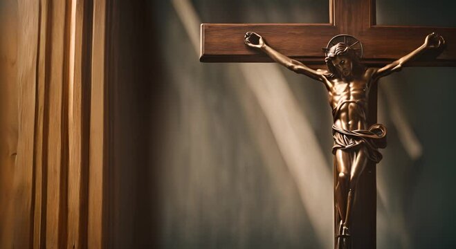 Crucifix hanging on a wall.