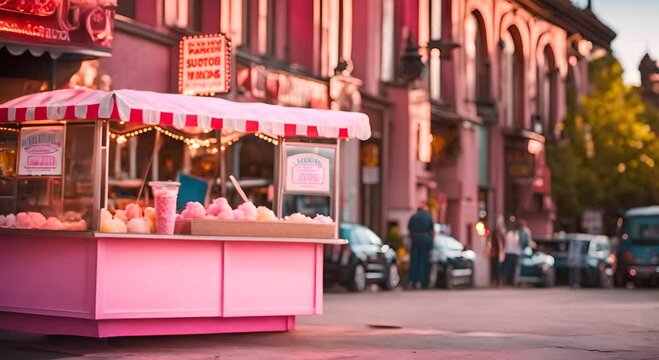 Cotton candy stand at a fair.