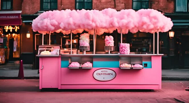 Cotton candy stand at a fair.
