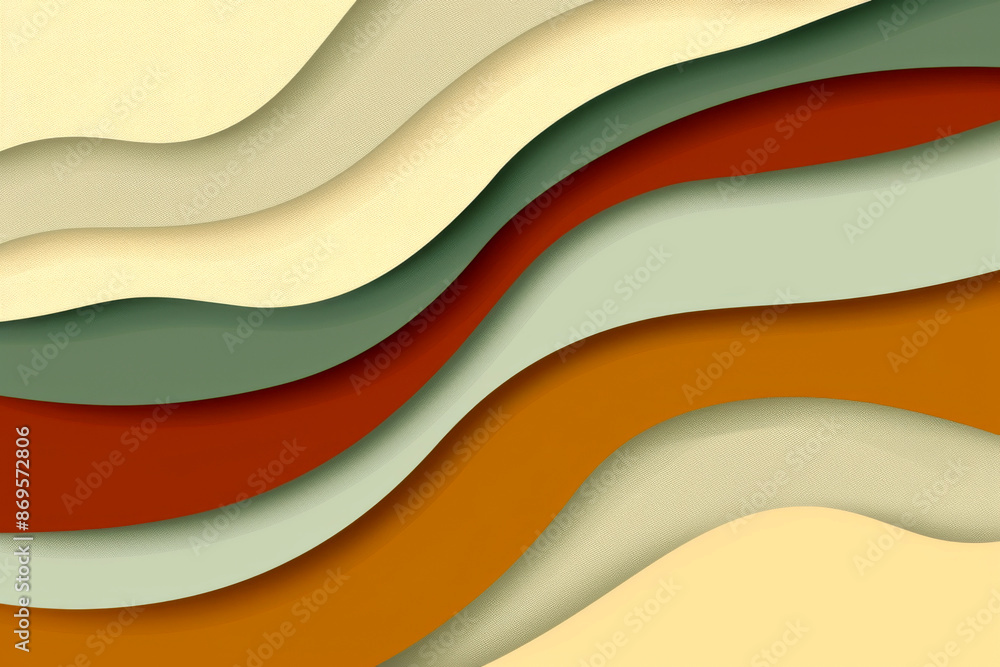 Poster an abstract design featuring colorful, overlapping layers that appear as paper cut-outs in shades of