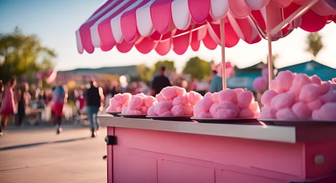 Cotton candy stand at a fair.