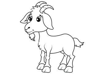 Black and White Cartoon Goat Vector Flat Design. Coloring Pages