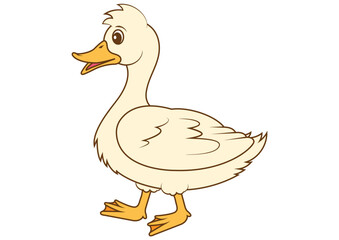 Cartoon Duck Vector Flat Design isolated on white background