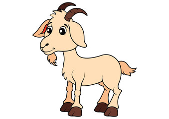 Cartoon Goat Vector Flat Design isolated on white background