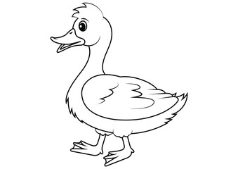 Black and White Cartoon Duck Vector Flat Design. Coloring Pages
