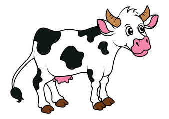 Cartoon Cow Vector Flat Design Isolated on White Background