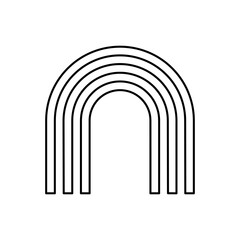 Rainbow, arch, semicircle. Sign, symbol, black and white vector illustration.